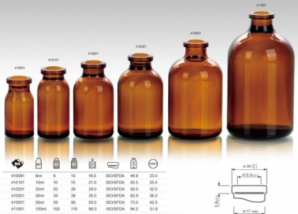 Chai thủy tinh màu hổ phách M41