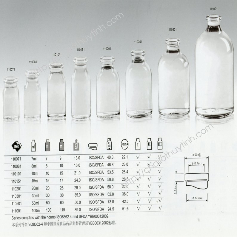 Chai lọ thủy tinh màu trắng mã 11